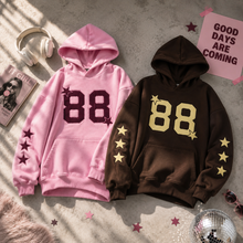 Load image into Gallery viewer, Hoodie-Embroidered Number 88-Pink &amp; Berry
