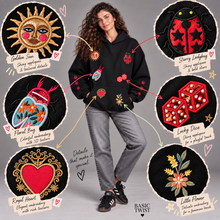 Load image into Gallery viewer, Hoodie- EMBROIDERED-Lucky Charm-Black
