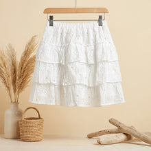 Load image into Gallery viewer, Ruffle Skirt-White-Cotton Broderie Anglaise
