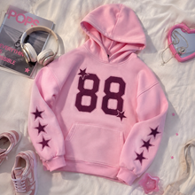 Load image into Gallery viewer, Hoodie-Embroidered Number 88-Pink &amp; Berry
